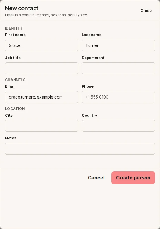 New contact form